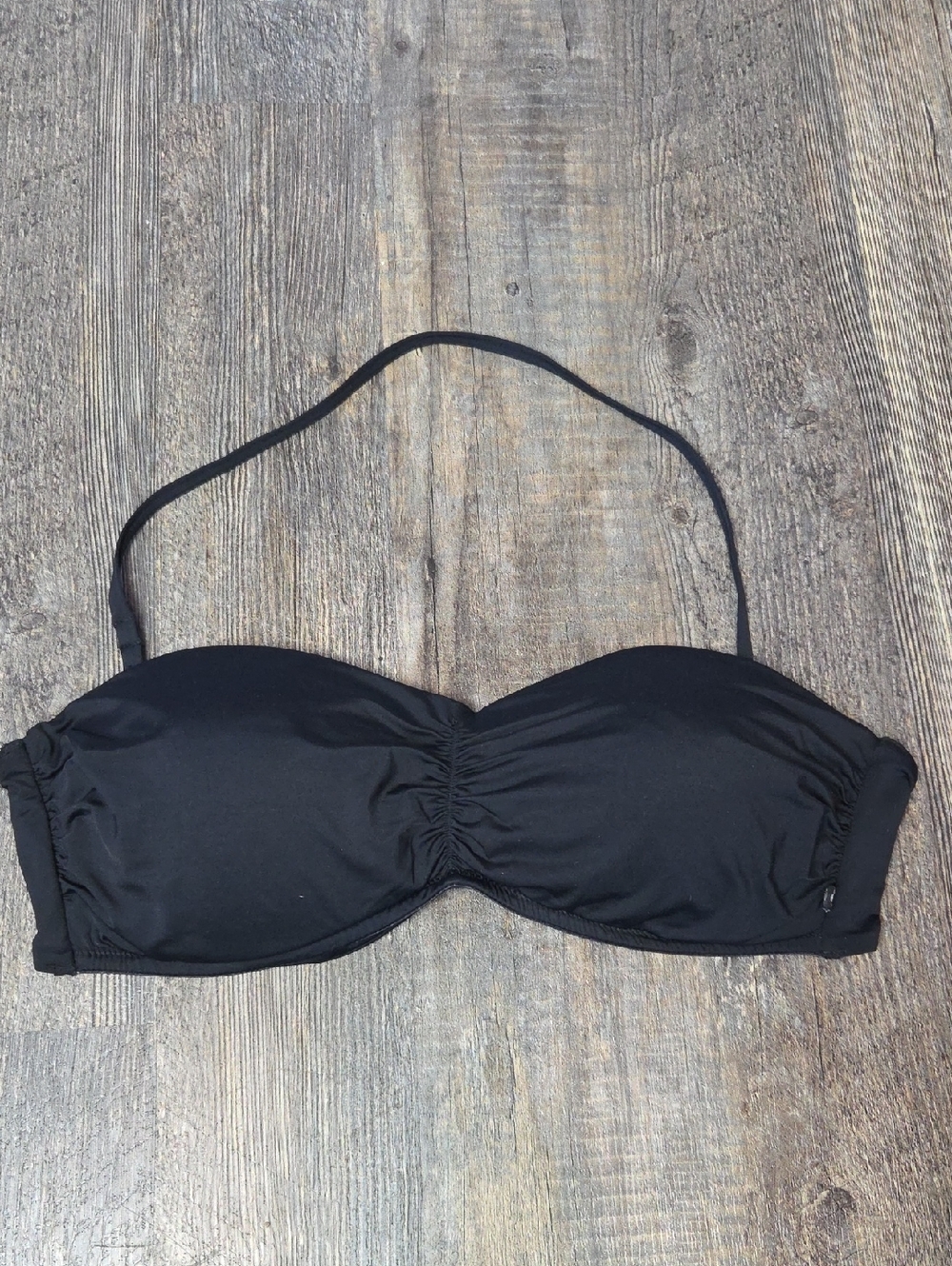 La Vie En Rose Black Bandeau Bikini Top with Removable Strap